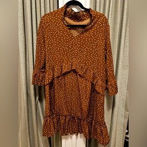 Ruffle polka dot swing dress